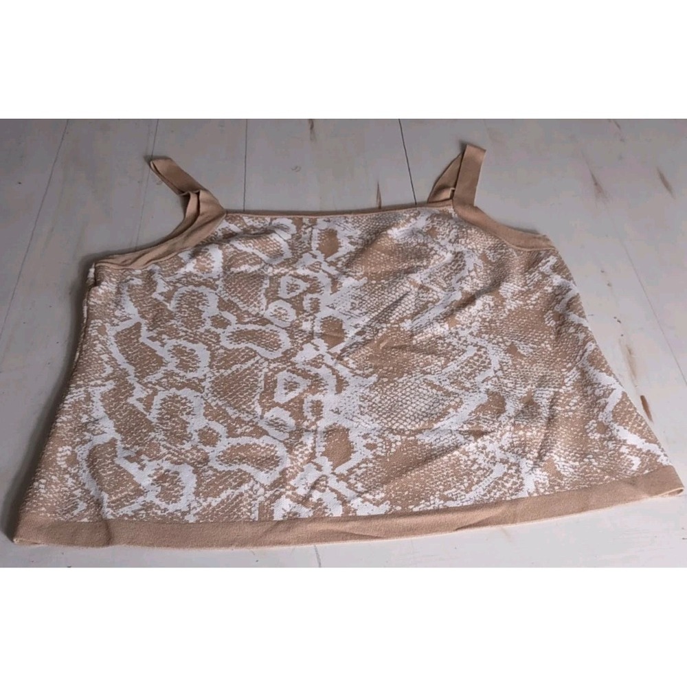 Snake Print Nine West Shell Tank Top XL Gold/Tan &‎ White